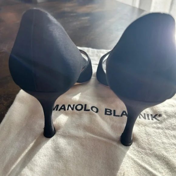 Manolo Blahnik Black Heels with Crystal Buckle - Picture 5 of 5